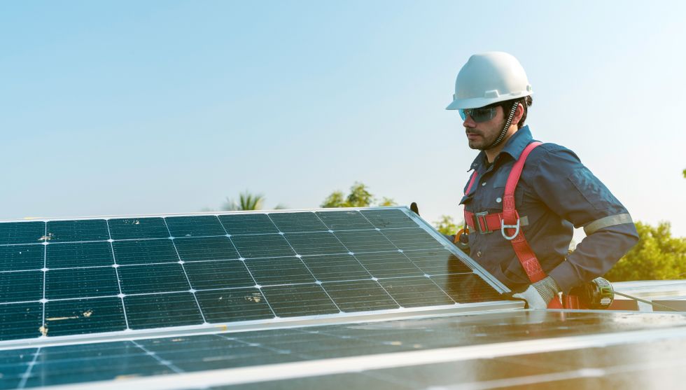 solar panel worker